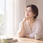 窓辺で静かに自分の気持ちと向き合う女性